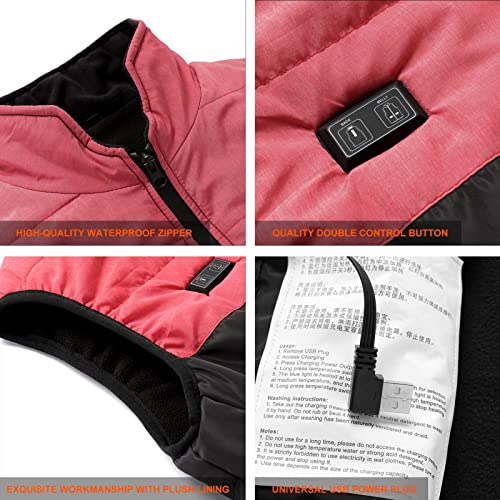 joyvio Chaleco con calefacción para Hombres, Mujeres, Chaleco con calefacción eléctrica con Chaqueta con 3 temperaturas Opcionales, Chaleco con calefacción por USB (Color : Pink, Size : XL)