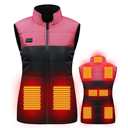 joyvio Chaleco con calefacción para Hombres, Mujeres, Chaleco con calefacción eléctrica con Chaqueta con 3 temperaturas Opcionales, Chaleco con calefacción por USB (Color : Pink, Size : XL)