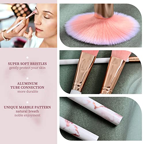 Juego de brochas de maquillaje de color rosa, 18 brochas de maquillaje profesionales, brochas de base sintética de primera calidad, mezcla de polvo facial, rubor, sombra de ojos, delineador de ojos