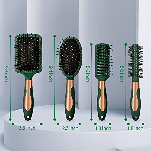 Juego de cepillos de pelo anti estáticos para masaje ovalado peine redondo cepillo de pelo cepillo para desenredar cepillo de paleta para mujeres y hombres