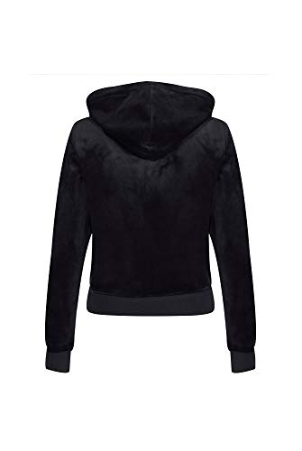 JUICY Couture - Sudadera con capucha con cremallera, color negro, talla L