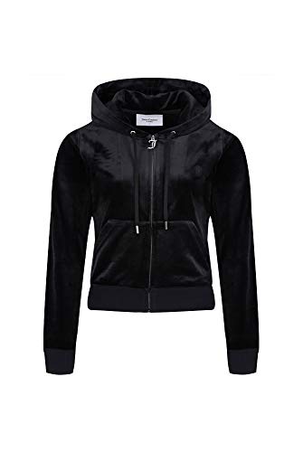 JUICY Couture - Sudadera con capucha con cremallera, color negro, talla L