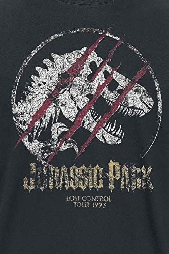 Jurassic Park Lost Control Hombre Camiseta Negro S, 100% algodón, Regular