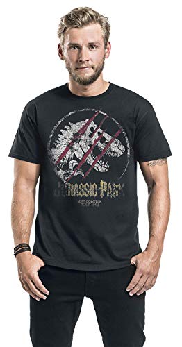 Jurassic Park Lost Control Hombre Camiseta Negro S, 100% algodón, Regular