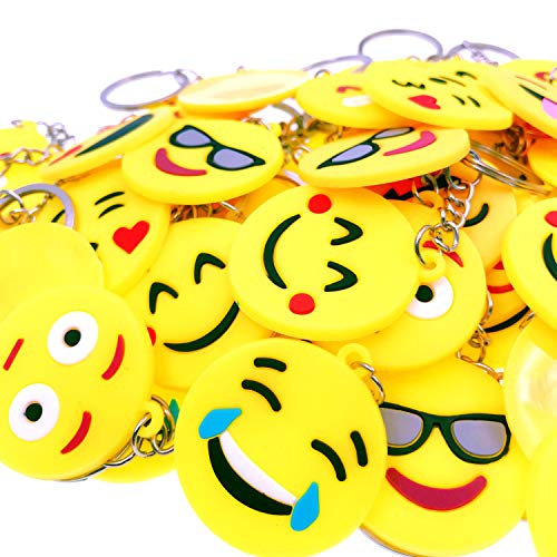 JZK 50 x Llavero Emoji llaveritos Emoticon Colgante decoración Bolsos Mochilas y Llaves regalitos Regalo Fiesta cumpleaños Navidad favores Boda para niños Adulto