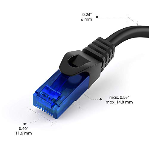 KabelDirekt – 20m – Cable de Ethernet y Cable de Parche/de Red (Conector RJ45, para máxima Velocidad de Fibra óptica, Ideal para Redes gigabit/LAN, Router/módems, Conectores Switch, Negro)