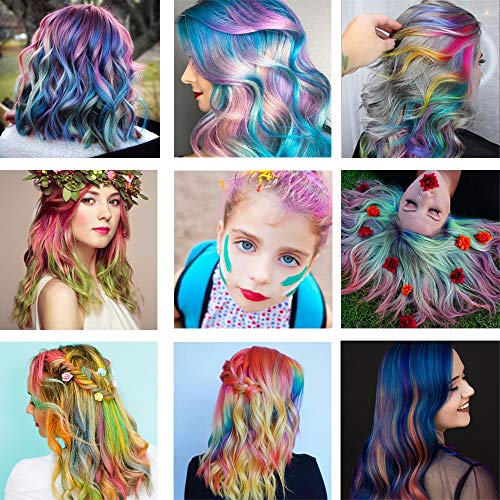 Kalolary 12 Colores Tiza para el Cabello, Temporal Cabello Tiza Peine Cabello Pelo Tiza Peine no Tóxico Lavables Tinte para Cabello para Niños y Adultos Halloween Navidad Cosplay DIY Fiesta