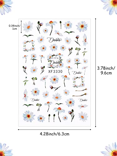 Kalolary Autoadhesivo Uñas Calcomanías, 12 Hojas de Flores Girasol Nail Art Stickers de Arte de Uñas Pegatinas Autoadhesivas de Uñas Accesorios para Elegante Decoracion