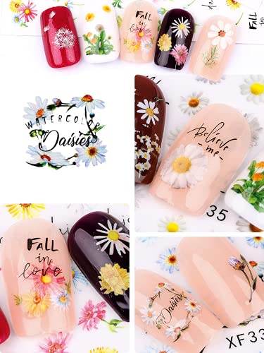 Kalolary Autoadhesivo Uñas Calcomanías, 12 Hojas de Flores Girasol Nail Art Stickers de Arte de Uñas Pegatinas Autoadhesivas de Uñas Accesorios para Elegante Decoracion