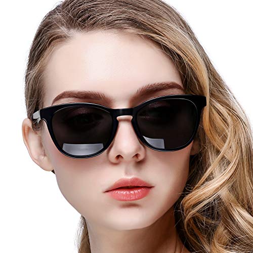 KANASTAL Gafas de Sol Mujer Polarizadas Oscuro Clásicas Vintage Retro Summer con Protección UV400 de Moda Señora Para Conducir Viajes Playas Black Sunglasses Women (Negras Brillante)