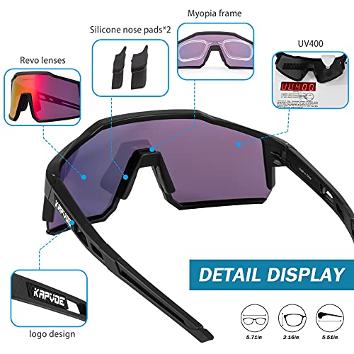 KAPVOE Gafas de Ciclismo Polarizadas con 4 Lentes Intercambiables TR90 Gafas de Sol Deportivas Mujeres Hombres Running MTB Bicicleta Accesorios 01