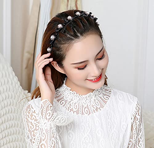 Kaytong Diadema de Perlas Alice, Diadema para el Cabello para Mujer, Pinzas con Garras de aro, Doble Flequillo, Accesorios para el Cabello, Horquillas para el Cabello