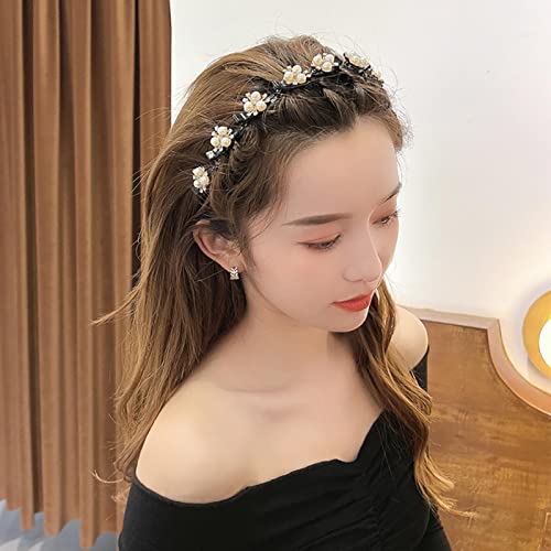 Kaytong Diadema de Perlas Alice, Diadema para el Cabello para Mujer, Pinzas con Garras de aro, Doble Flequillo, Accesorios para el Cabello, Horquillas para el Cabello