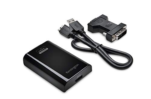 Kensington K33974EU - Adaptador Universal Multimonitor con USB 3.0 de Alta Velocidad y Adaptador Dvi-Vga, Compatible con Windows y Mac Os