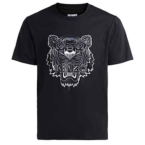 Kenzo Camiseta Tiger para hombre, color negro, tigre, gris, Negro , M corto