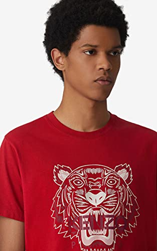 Kenzo Camiseta Tiger para hombre, color rojo, tigre, blanco, talla ajustada, talla 36