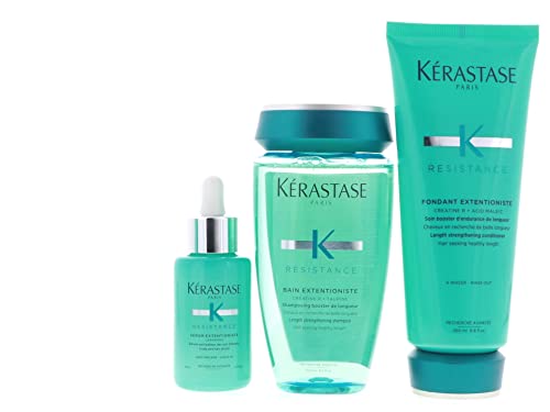 Kerastase Resistance Bain Extentioniste 8.5 oz, extentioniste de fondant 6.8 oz & Serum Extentioniste 1.7 oz