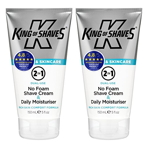 King of Shaves 2-in-1 Shaving Cream & Face Moisturiser for Men Shave Care | TWIN-PACK | Shaving Cream for Men | Shaving Kit for Men | Shaving Soap | Shave Cream