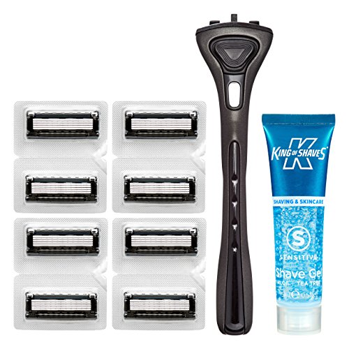 King of Shaves Men's 5-Blade Shaving Razor with Precision Trimmer & 8-Cartridges