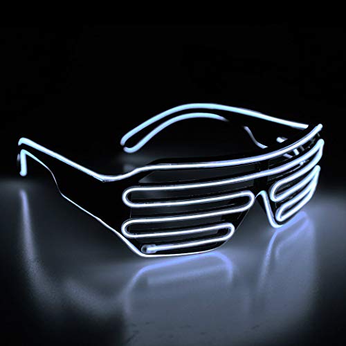 KingCorey Light Up Flashing Shutter Gafas de neón Rave Gafas de Sol El Wire LED Gafas de Sol activadas por Voz Disfraces de DJ para los 80, EDM, Fiesta (Rojo)