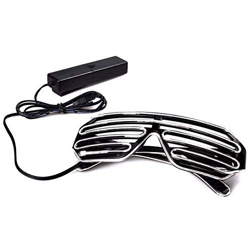 KingCorey Light Up Flashing Shutter Gafas de neón Rave Gafas de Sol El Wire LED Gafas de Sol activadas por Voz Disfraces de DJ para los 80, EDM, Fiesta (Rojo)