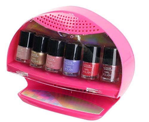 Kit de Manicura Salon Nails Pink - The Color Workshop - Kit de Uñas y Set de Manicura con Secador de Uñas a Pilas y 6 Esmaltes de Uñas para Llevar Siempre Contigo