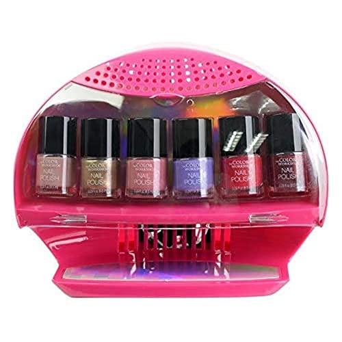 Kit de Manicura Salon Nails Pink - The Color Workshop - Kit de Uñas y Set de Manicura con Secador de Uñas a Pilas y 6 Esmaltes de Uñas para Llevar Siempre Contigo