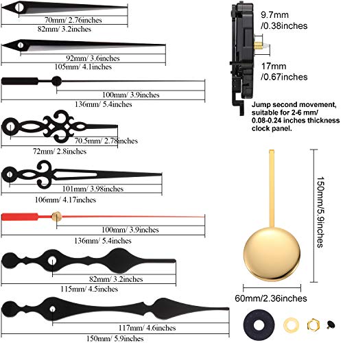 Kit de Reloj de Mecanismo de Melodía Timbre de Movimiento de Reloj Disparador de Péndulo de Cuarzo con 3 Pares de Manos