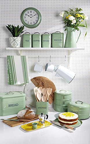 Kitchencraft Living Nostalgia – Lata de almacenamiento hermético tartera de metal, 22 x 27 cm (8,5 "X 10.5"), acero, Inglés Verde, 22 x 22 x 27 cm