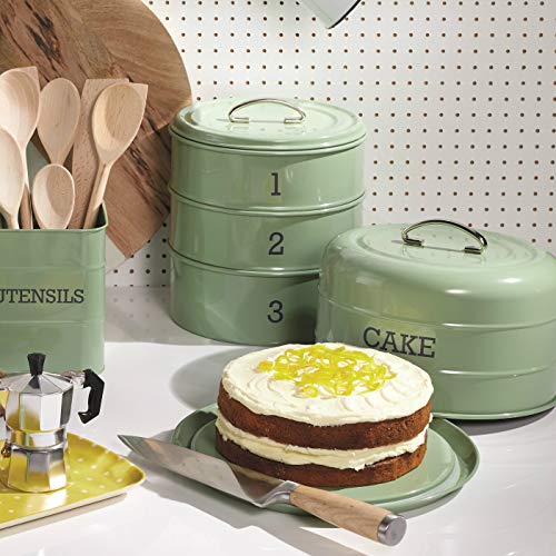 Kitchencraft Living Nostalgia – Lata de almacenamiento hermético tartera de metal, 22 x 27 cm (8,5 "X 10.5"), acero, Inglés Verde, 22 x 22 x 27 cm