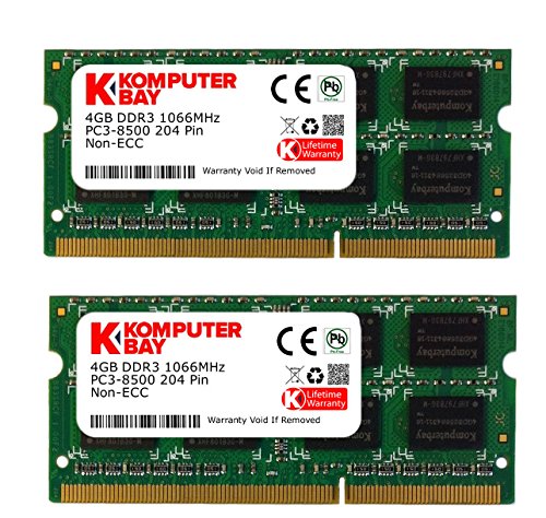 Komputerbay - Modulos de memoria para Apple Mac Mini, 8GB (2 x 4GB) 204 Pin 1066MHz PC3-8500 DDR3 SODIMM