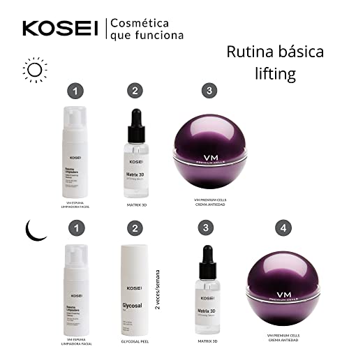 Kosei - Matrix 3D - Sérum Reafirmante - 30 ml - Formato Booster - Tratamiento Antiedad - Elimina las Arrugas - Mejora Líneas de Expresión - Vegano - Sin Alcohol - Sin Siliconas - Unisex