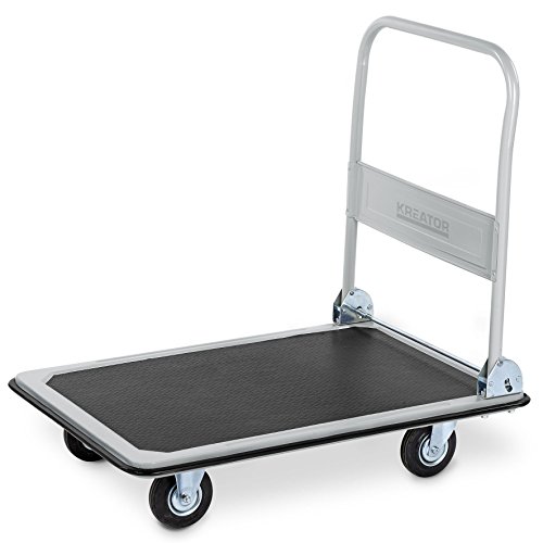 Kreator Carrito de plataforma grande con mango plegable – soporta hasta 300 kg