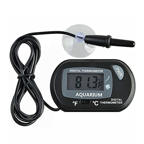 Ksruee Termómetro de Acuario Digital LCD, Fahrenheit/Celsius (℉ / ℃) Tanque de Pescado Terrario Temperatura con Ventosa, termómetro de Agua para Peces y Reptiles como Lagarto y Tortuga