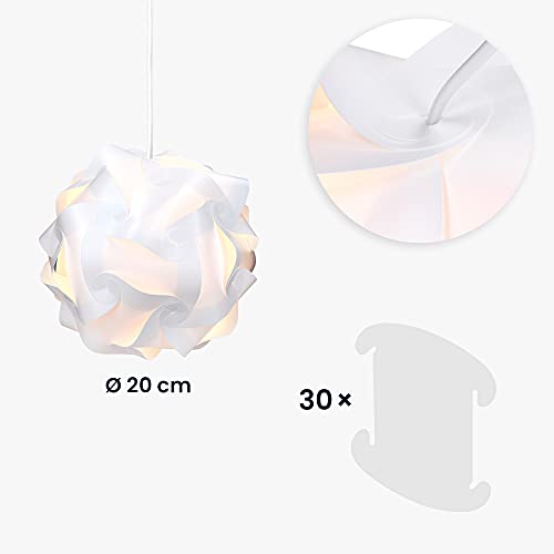 kwmobile Lámpara puzzle DIY 30 piezas - Lámpara de techo blanca con 15 diseños diferentes - Iluminación y decoración - Diámetro 20 CM tamaño S