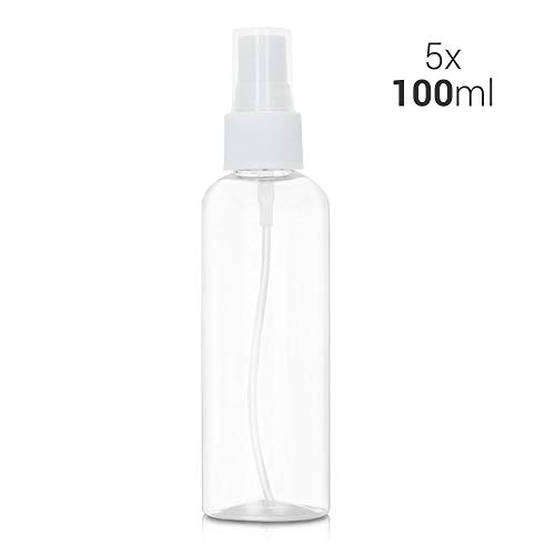 kwmobile Set de 5 Atomizadores de Perfume de 100ML - Botella para Perfume Recargable - Botellas de Viaje con Spray - en Transparente/Blanco