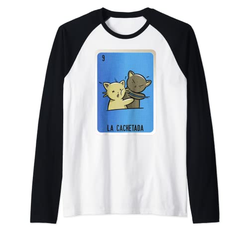 La Cachetada Lotería Mexicana Tarjetas de Bingo Camiseta Manga Raglan