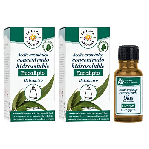 La Casa Aromas Aceite aromático Concentrado 15 ml para Humidificador o Difusor de Aroma (Eucalipto, Pack de 2)