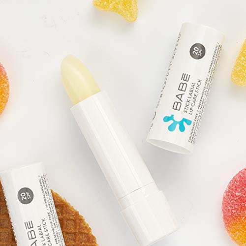 Laboratorios Babé - Stick Labial, Con Protección Solar, Crema Labial, Acción Hidratante, Bálsamo de Labios, Sin Aceites Minerales, Transparente, Uso Diario, Exposición al Sol - 4 gr