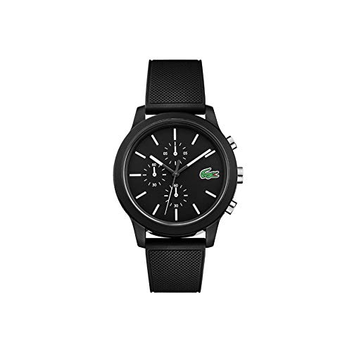 Lacoste Reloj Cronógrafo para Hombre de Cuarzo con Correa en Silicona, Negro, Unique size, 2010972