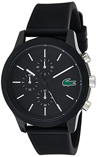 Lacoste Reloj Cronógrafo para Hombre de Cuarzo con Correa en Silicona, Negro, Unique size, 2010972