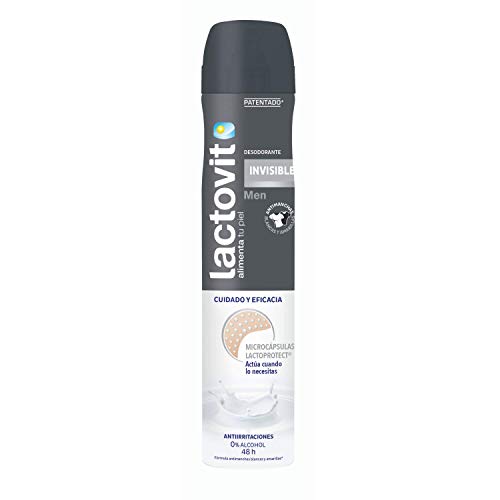 Lactovit - Desodorante Extra Eficaz Invisible Men Anti- Manchas, 0% Alcohol, Anti-irritaciones Y 48h De Eficacia, Desodorante Spray Men Invisible, 200 Mililitro