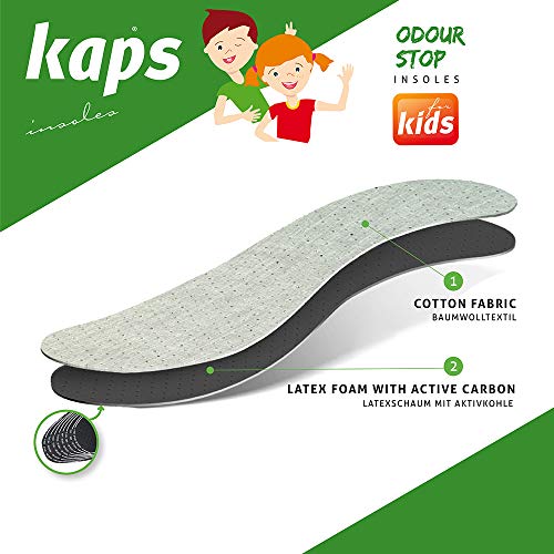 Las Mejores Plantillas De Zapatos Para Niños | Tecnología Eliminadora Del Mal Olor Con Espuma Transpirable | Todos Los Tamaños De Corte Para Tallas | Kaps Odor Stop Kids