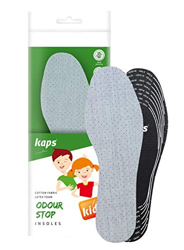 Las Mejores Plantillas De Zapatos Para Niños | Tecnología Eliminadora Del Mal Olor Con Espuma Transpirable | Todos Los Tamaños De Corte Para Tallas | Kaps Odor Stop Kids