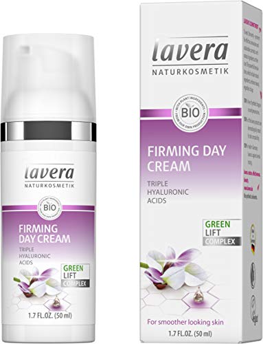 Lavera Karanja - Crema de día reafirmante con ácido hialurónico, antiarrugas, alisa las arrugas, hidratación intensa, vegano, orgánico, cosmética natural, cosmética facial (1 x 50 ml)