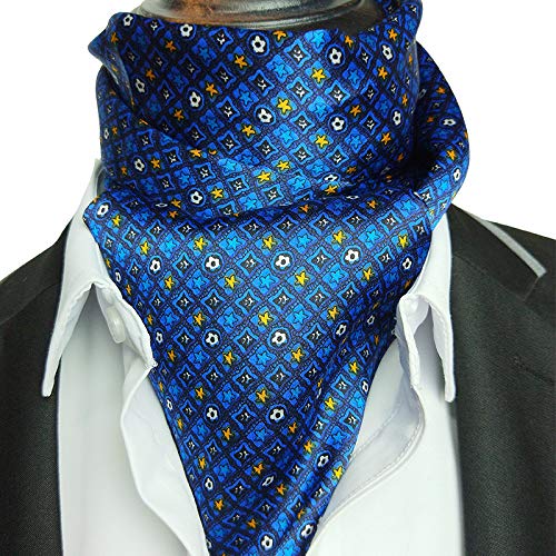 LDCSA Bufandas de Seda Hombre Bussines Scarfs Elegante Regalo 160cm x 26cm(Azul-3)