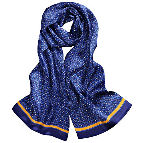 LDCSA Bufandas de Seda Hombre Bussines Scarfs Elegante Regalo 160cm x 26cm(Azul-3)