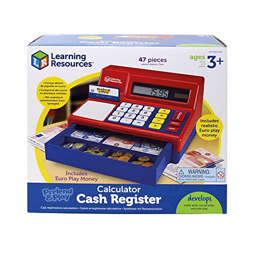 Learning Resources- Caja registradora calculadora con Dinero del Reino Unido de Juguete Pretend & Play, Color (LSP2629-EUR)