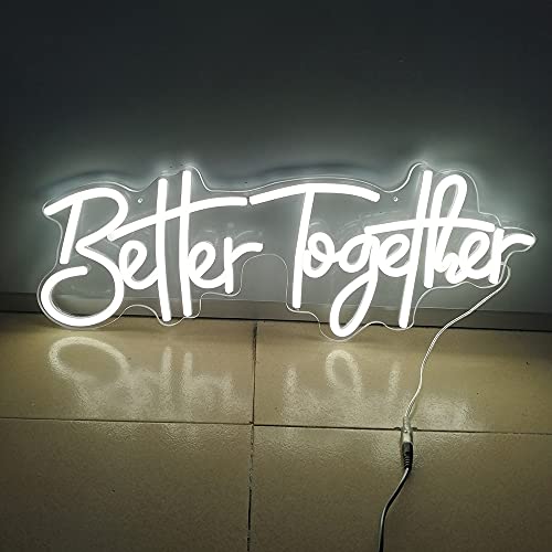 LED Letters Light 56 ​​x 20 cm Better Together Letrero de Neón Base con Forma de Recorte Transparente para Luces de Pared de Fiesta de Cumpleaños de Bodas (Better Together)