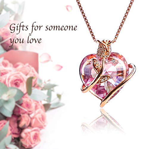 LEKANI Collares Mujer Colgante Corazon ''Eterna Amor'' con Cristal de Austriacos, Joyas Mujer Plata San Valentin Regalos Originales para Mujer Madre Mamá Abuela Amigas Parejas